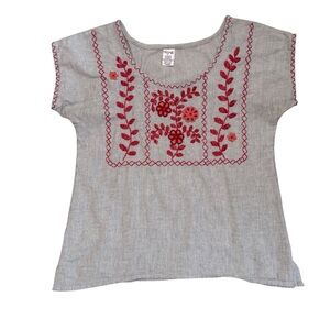 Abrazo Style Embroidered Mexican Peasant Tunic Boho Bohemian Size Medium